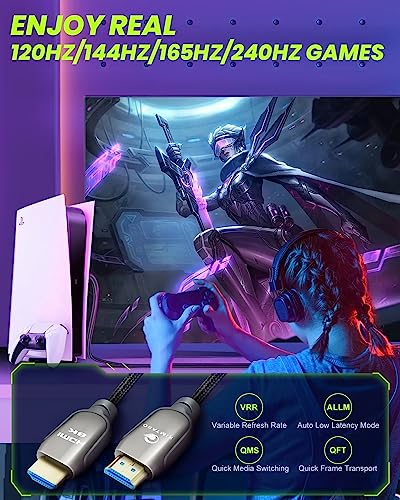 Certified HDMI 2.1 Cable 3ft, Ultra High Speed HDMI Cable, 4K HD 120Hz 144Hz 2K 240Hz 8K HDMI Cable 48Gbps, eARC HDCP 2.2&2.3 HDR 10+ Dolby Compatible with PS5/Xbox Series X/Smart TV 4K - color: Grey, size: 3.3 feet 8K