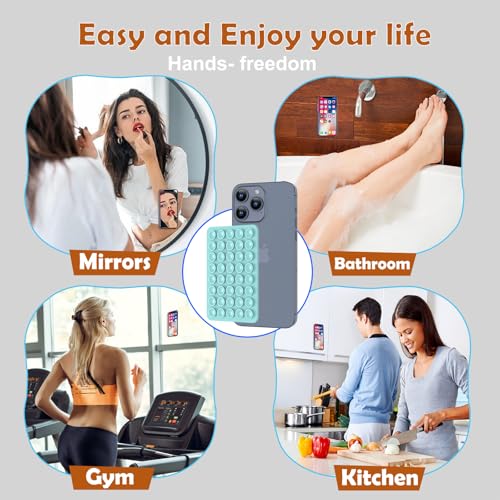 Double Sided Silicone Suction Phone Holder Mount, Silicon Accessory for iPhone and Android, Hands-Free Mirror Shower Phone Holder, TikTok Videos and Selfies (Combo D) - color: Combo D