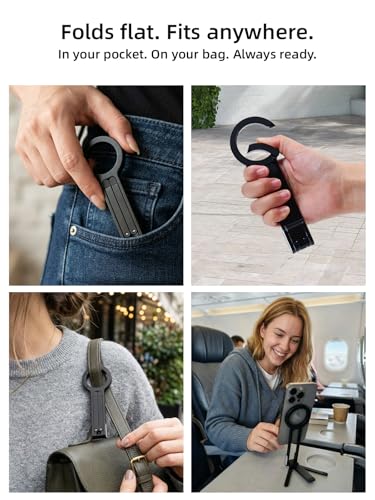 Mini Pocket Magnetic Phone Tripod – Aluminium Foldable Stand with Strong Magnet, Maglock Smartphone Tripod Compatible with iPhone 17 16 15 14 13 12 Series, Black - color: Black