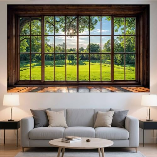 7x5ft Green Forest Natural Window Backdrop Business Office Video Conference Background Screen for Video Conferencing Photography Studio Background Props Holiday Party Birthday Party - size: 7x5FT