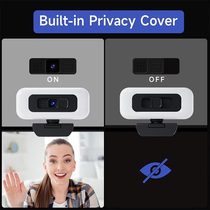 4K Webcam with Microphone and Privacy Cover, Computer Camera with Autofocus for Streaming and Conferencing, 1 PC