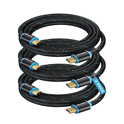 Maximm Hdmi Cable 4K 6 Ft, 3 Pack, Braided, 18Gbps, Hdmi 2.0, Gold-Plated - color: 3 Pack, size: 6 Feet