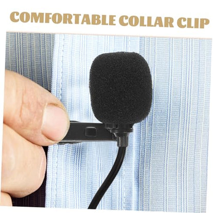 NUOBESTY Portable Clip Lapel Microphone Lightweight Mini Lavalier Mic for Clear Hands Recording Compatible with Smartphones Cameras Plug and Play Easy Operation