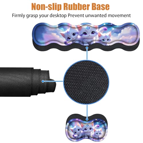 4 in 1 Ergonomic Keyboard Wrist Rest & Mouse Pad Wrist Rest Set, Large XXL Gaming Desk Mat 31.5"x 11.8" with Non-Slip Base, Memory Foam for Home Office Study Gaming, Cute Cat - color: Cute Cat