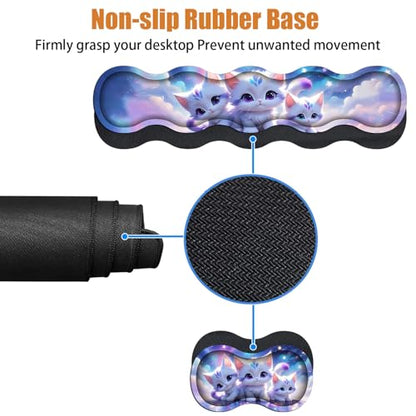 4 in 1 Ergonomic Keyboard Wrist Rest & Mouse Pad Wrist Rest Set, Large XXL Gaming Desk Mat 31.5"x 11.8" with Non-Slip Base, Memory Foam for Home Office Study Gaming, Cute Cat - color: Cute Cat