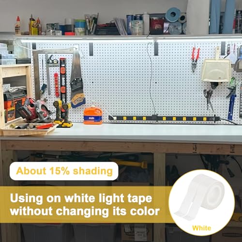 Light Soften Tape 2 PCS 0.78inx32.8ft LED Light Strip Masking Tape for Slightly Diffuser Light,White - color: White