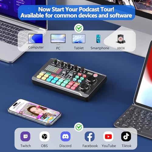 SINWE Podcast Microphone Bundle, BM-800 Condenser Mic with Live Sound Card Kit, Podcast Equipment Bundle with voice changer and Mixer functions for PC Smartphone Studio Recording & Broadcasting