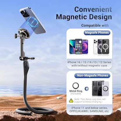 JJC Flexible Mount for Action Camera, Long Arm Bendable Clamp Mount with 1/4 Screw for GoPro Hero 13 12 11 10 Action 5 pro 4 3 Compatible with Insta360 X5 X4 X3 Selfie Stick Stand