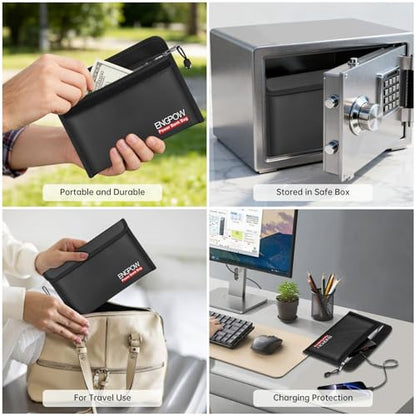 ENGPOW Fireproof Organizer Travel Bag,Heat Insulated＆Explosion-Proof Electronic Carry Case,Portable Home Travel Safe Storage for Power Bank,Phone,Cables,USB Drive＆Charging Protection, 10.6''x6.7'' - size: 10.6'' x 6.7''