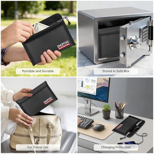 ENGPOW Fireproof Organizer Travel Bag,Heat Insulated＆Explosion-Proof Electronic Carry Case,Portable Home Travel Safe Storage for Power Bank,Phone,Cables,USB Drive＆Charging Protection, 10.6''x6.7'' - size: 10.6'' x 6.7''