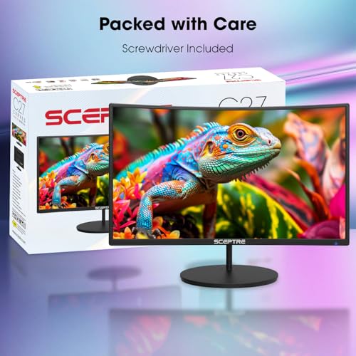 New! Sceptre Curved 27-inch Gaming Monitor 100Hz 1080p R1500 98% sRGB HDMI x2 VGA Build-in Speakers, VESA Wall Mount Machine Black 2026 (C275W-1920RN Series) - style: 27" Curved Gaming 2025