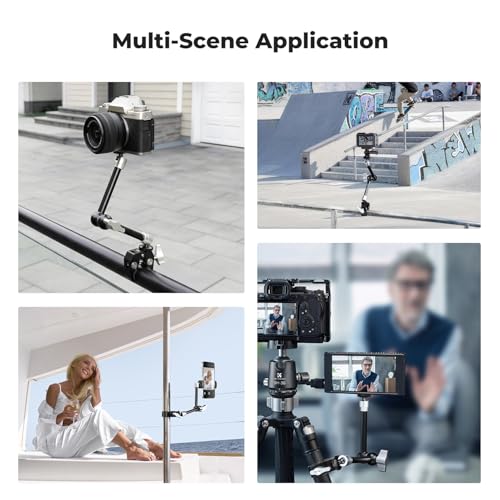 K&F CONCEPT 9.8" Magic Arm Clamp Kit with Dual 360° Ball Heads Camera Arm Mount for Monitor, Flash, LED Light, Microphone, Camera Cage, Action Camera, Sliver - size: 9.8-Inch