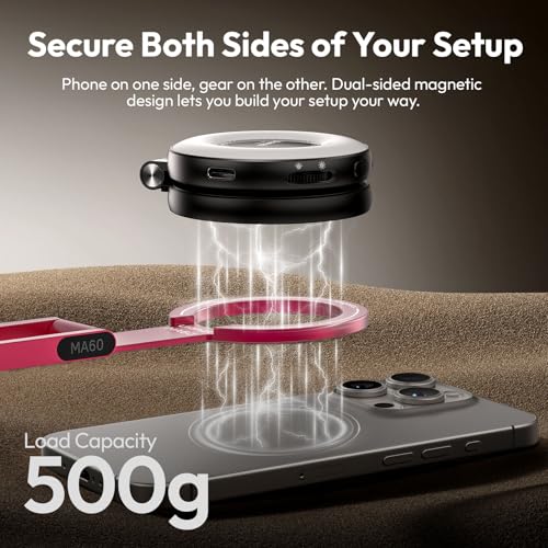 ULANZI MA60 Magnetic Phone Tripod Stand for iPhone - Aluminium Smartphone Mini Tripod Pocket Cell Phone Stand Strong Magnet Quick Mount Compatible with iPhone 16 15 14 13 14 Series, Red - color: Red