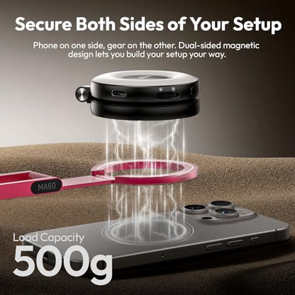 ULANZI MA60 Magnetic Phone Tripod Stand for iPhone 17 16 15 14 13 12 - Ultra Thin 0.8cm Foldable Aluminum Mini Tripod, Strong N52 Magnet Quick Mount, Pocket Cell Phone Stand, Red - color: Red