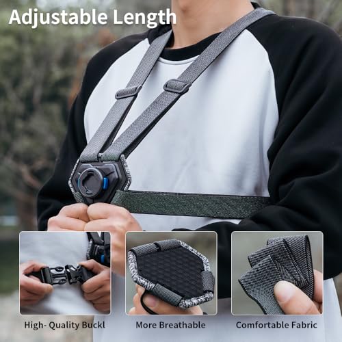 Phone Chest Mount Harness Strap Cell Phone Holder Mount for Video Recording Bike/Kayak/Fishing/Skateboard POV/VLOG for iPhone 17/16/15/14/13 Pro Max, Samsung and More