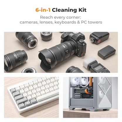 K&F Concept Pink 6-in-1 Lens & PC Keyboard Cleaning Brush Kit | Soft Bristles, Easy to Clean. Includes 4 Brush Sizes for Precise, Scratch-Safe Cleaning of Various Devices. - color: Pink