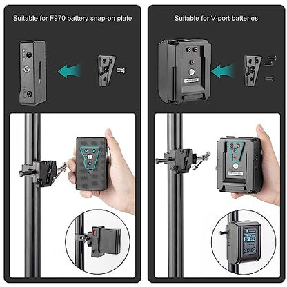 Fomito V-Lock Triangle Plate, Metal Alloy, Compatible with F970 Battery and V-Port Batteries, Includes Mounting Screws, Black（Two-piece Set） - color: Black, size: VK-V