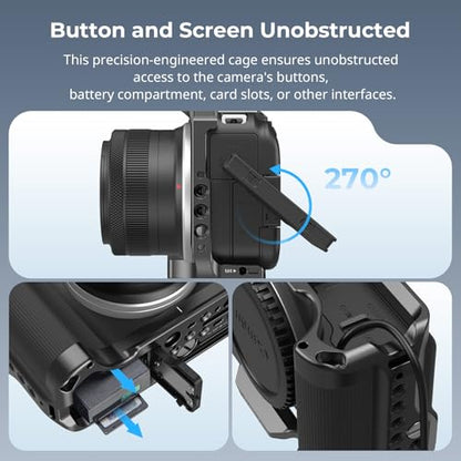 SmallRig R50 V Camera Cage for Canon R50V, Built-in Ergonomic Silicone Grip, QR Plate for Arca, 1/4"-20 Threaded Hole, 3/8"-16 Holes for ARRI, Cold Shoe, QD Sockets, Vertical Shooting(Black)-5427 - color: Black