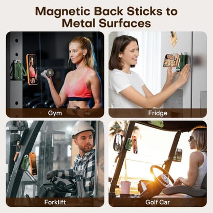 OMOTON TP02 360°Rotating for MagSafe Tripod Mount, Adjustable Aluminum Magnetic Phone Tripod for iPhone 17/16/15/14 Pro Max Air, Foldable Cell Phone Stand Fits Vlog, Gym, Travel Essentials, Green - color: 6-Green