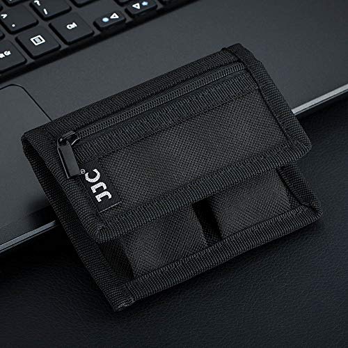 Camera Battery Pouch Holder Case for 2 PCS Sony NP-F550 NP-FW50 NP-FZ100 NP-BX1 Canon LP-E6 LP-E8 LP-E10 LP-E12 LP-E17 Fuji NP-W126 Nikon EN-EL14 EN-EL15 with Zipped Pocket to Store SD TF XQD CF Cards - size: 2 Slot+1 Zippered Pockets