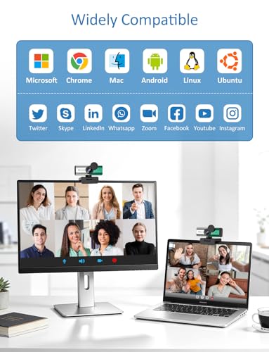 Webcam for PC, 4K Streaming Camera, Web Camera for Desktop/Laptop Computer Webcam with Microphone, Plug and Play USB Web Cam, Aluminum alloy casing, for Live Streaming, Video Calls (Silver green) - color: Silver green