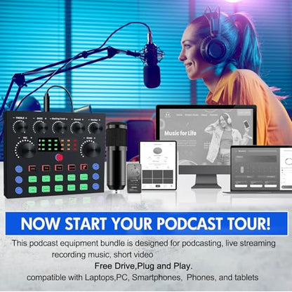ALSO GO Upgraded Podcast Equipment Bundle for 2, Podcast Equipment with BM-800 Microphone & V8s Sound Card, Podcast Microphone Bundle for Podcasting, Recording, Singing, Streaming and Gaming - size: 2*Microphone