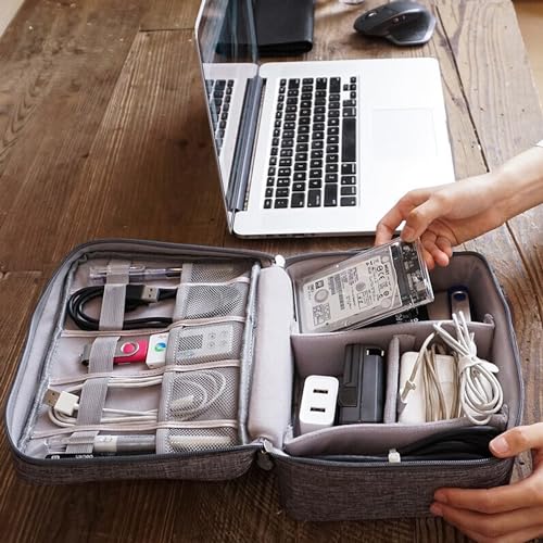 Organizer Case Small Electronic Devices USB Charger Accessories Mouse Phone Cable SD Power Bank Earphone - color: Large-Grey