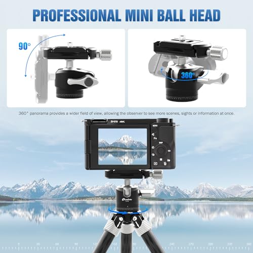 LEOFOTO Carbon Fiber Mini Table Tripod with Ball Head for Camera, Lightweight Desktop Tripod with Base, 1/4" Arca QR Plate for Phone Adaptor/Projector, Max Height 10.43", Max Load 11LB, MT-02C Plus - size: MT-02CL Plus