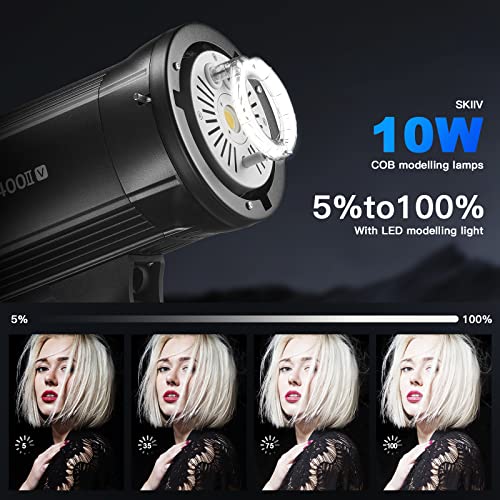 Godox SK400II-V 400Ws Photo Studio Strobe Monolight with Bowens Mount & LED | GN65, 0.1-1.5s Recycle Time, Bowens Mount, 10W LED Modeling Lamp for Studio Product Photography, Portraits Shooting, 110~120V