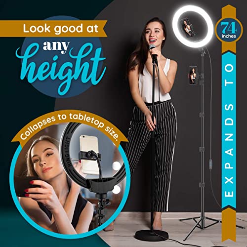 GearLight 12" LED Ring Light Stand and Phone Holder - Selfie Light Tripod w/Adjustable Height and Lighting Modes for TikTok, YouTube, Zoom, Video Recording, Computer, Makeup & Photography - size: 12" with Tripod