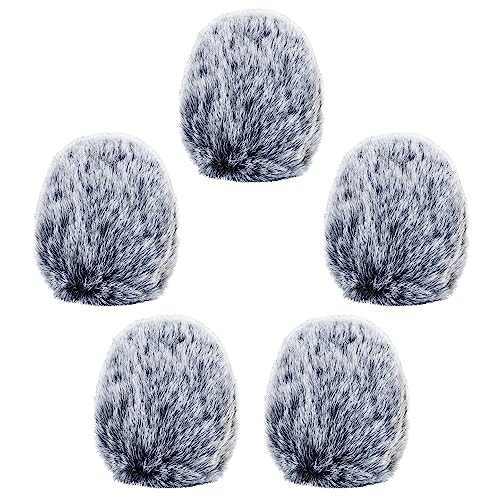 Cubilux Furry Windscreen for Game Headset, Muff Windshield Windjammer Deadcat,Wind Muff & Dead Cat for Headset, 5-Pack