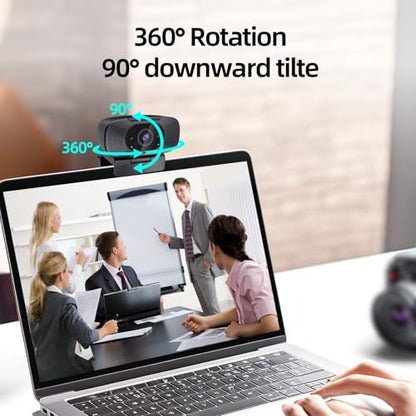 4K Webcam for PC, 1080P@60FPS, 4K Camera with Noise-reducing Microphone, 92°FOV, 8MP USB Webcam Plug and Play, Privacy Cover, Works Perfect for Meeting Platform Zoom/Teams/Skype/Google Meet