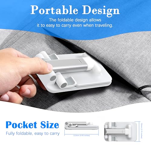 Cell Phone Stand, Adjustable Angle and Height Cell Phone Holder for Desk, Foldable and Portable, Anti-Slip Silicone Pad, Compatible with All Mobile Phones and 4-8 Inch Devices, White - color: White