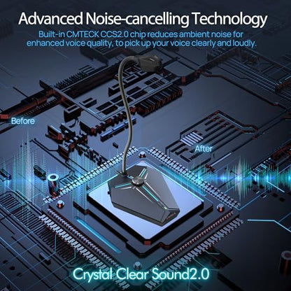 CMTECK Computer Microphone, G006Plus USB Desktop Condenser PC Laptop Mic, Mute Button with LED Indicators, Compatible with Windows/Mac (with Volume Knob) - color: with volume control