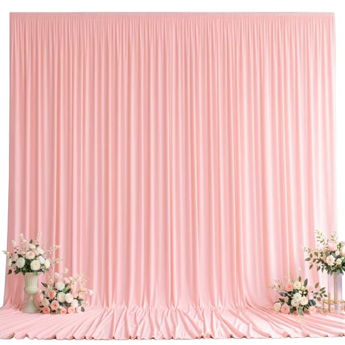 10x10FT Backdrop Curtains with Rod Pockets - Wrinkle Free Photo Stage Backdrop 2 Panels Curtains Drapes for Photography Wedding Party Baby Shower Decorations (Blush Pink) - color: Blush Pink, size: W5' x H10'(2 panels)