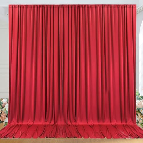 10ft x 10ft Wrinkle Free Red Backdrop Curtains for Parties, Polyester Photo Backdrop Drapes 2 Panels 5x10ft for Weddings Birthday Party Christmas Photography Background - color: Red, size: 10ftx10ft