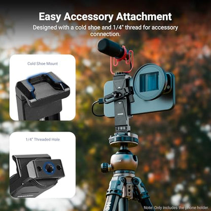 NEEWER Phone Holder with 17mm Phone Adapter & 17–37/58mm Filter Ring, Universal Adjustable Phone Tripod Mount Accessories Compatible with iPhone 17 Pro Max 16 S25 Ultra, PA047 PRO - style: PA047 PRO