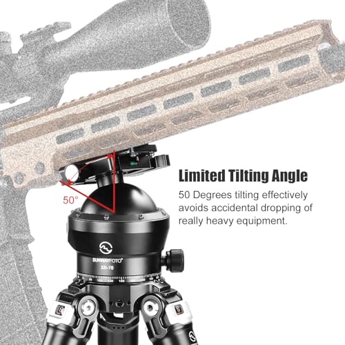 70mm Low Profile Tripod Ball Head,Ballhead for Hunting,Load 88.2lb(40KG), 2523