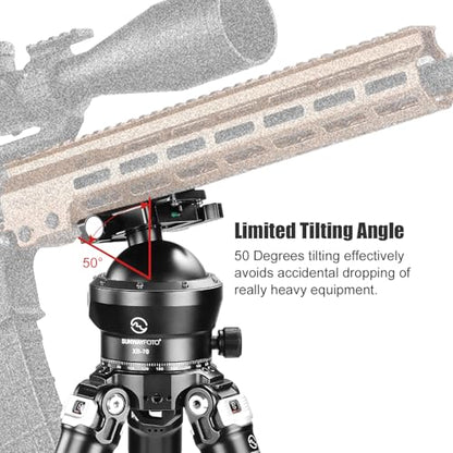 70mm Low Profile Tripod Ball Head,Ballhead for Hunting,Load 88.2lb(40KG), 2523