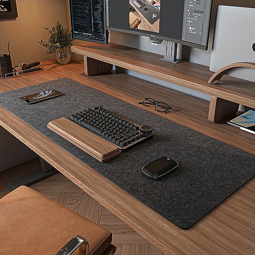 Felt Desk Mat | Computer Mat for Desk(36x12Inches) | Large Felt Mouse Pad and Keyboard Mat | Desk Protector for Office | Dark Gray - color: Dark Gray, size: 36" x 12"