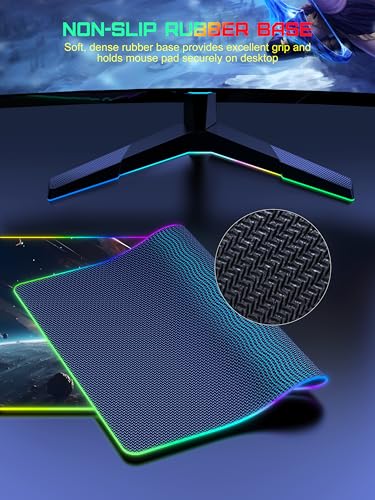 TopMade Wireless Charging Mouse Pad, RGB Gaming Mousepad, 35.4" x 15.8" Extra Large Waterproof Keyboard Desk Pad, Computer Desk Mat, Cosmic Planet (Includes 20W PD Power Adapter & 6.56ft Woven Cable) - color: RGB-Cosmic Planet-35.4"x15.8"-with Adapter