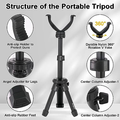 HUNTPAL Portable Shooting Stick Tripod Gun Rest | Portable, Adjustable Height, Compact Aluminum Construction, For Range Table Shooting Target Practice - color: Tripod-672: 7.5"-15"