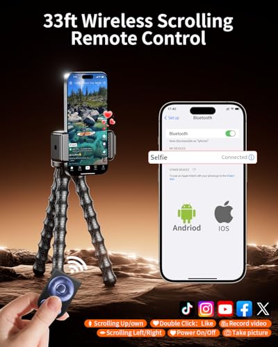 Vlogging Kit for iPhone/Android, 9" Flexible Tripod for iPhone with Light, Wireless Remote & Microphone, Adjustable Content Creator YouTube Starter Kit for TikTok/Recording/Live Streaming