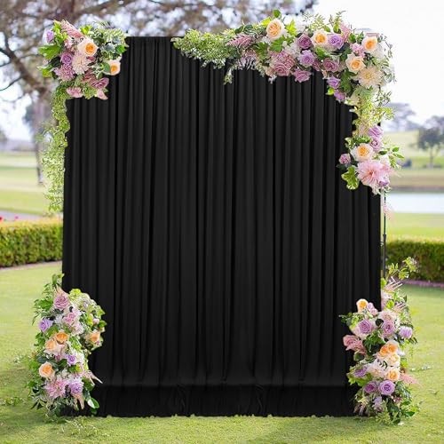 MEETSKY 10ft x 7ft Black Backdrop Curtain for Parties Black Rod Pocket Backdrop Photo Curtains Backdrop Drapes Fabric Decoration for Birthday Party Decor for Boys Teens Men, 5ft x 7ft, 2 Panels - color: Black, size: 60"W x 84"L (Pack of 2)