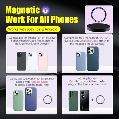 HA-W08 Magnetic Selfie Stick Wireless Charging Tripod Magnetic Wireless Charging Mount Desktop Smartphone Extension Tripod Magnetic Holder w Magic Arm compatibel for iPhone 15/14/13/12