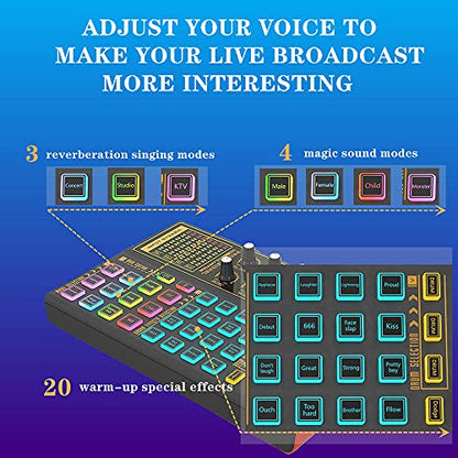 sktome K300 Sound Effects Board, Podcast Equipment Bundle for 2, Voice Changer Podcast Microphone Bundle - Multiple Sound Effects, Perfect for Podcasting, Recording, Singing, Streaming and Gaming