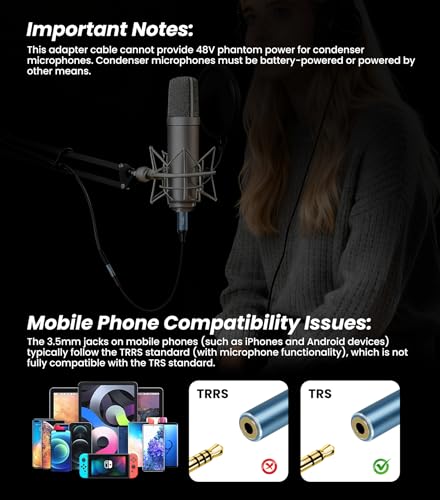Tisino 3.5mm TRS Female to XLR Male Stereo Audio Adapter Cable - 1FT, 1/8 inch Mini Jack Female to XLR Male Adapter Cable for Microphones, Live Streaming Equipment, Audio interfaces - size: 30 cm/1 FT, style: 35TRS F to XLR M