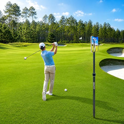 Carbon Fiber Monopod Golf Swing Recorder - Ultra Lightweight with MagSafe Magnetic Holder - Adjustable 32-55" Height - Ground Spike - Training Aid for iPhone Android