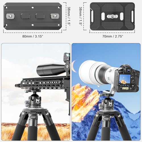 Tripod Ball Head with Knob Clamp 55mm Heavy Duty Ball Head with Mlok Rail Arca Swiss Quick Release Plate, WEYLLAN KH55 Low Profile Camera Tripod Head Mount for Hunting Photography Max Load 88lbs/40kg