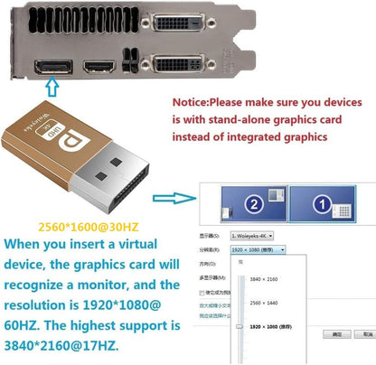 DisplayPort DP Dummy Plug 4K,Headless Ghost Display Emulator EDID Emulator Plug Support 1080@60Hz-3840x2160@17hz 10-Pack - size: DP 10 pack